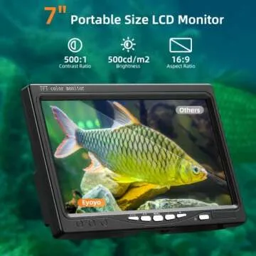 Eyoyo Underwater Fishing Camera 7 inch LCD Monitor Fish Finder Waterproof 1000TVL Fishing Camera 12p...