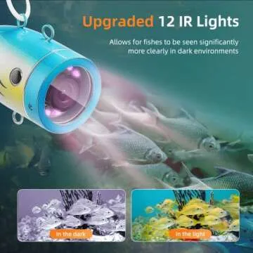 Eyoyo Underwater Fishing Camera 7 inch LCD Monitor Fish Finder Waterproof 1000TVL Fishing Camera 12pcs Infrared Lights for Lake, Boat, Ice Fishing