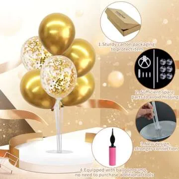 TONIFUL 4 Set Gold Balloon Centerpieces for Table, Gold Party Decorations Balloon Stand Centerpiece Table Decorations For Birthday Decorations Graduation Decorations New Years 2025