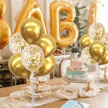 TONIFUL 4 Set Gold Balloon Centerpieces for Table, Gold Party Decorations Balloon Stand Centerpiece Table Decorations For Birthday Decorations Graduation Decorations New Years 2025