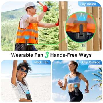 Portable Fan 4000mAh Rechargeable with 4 Speeds and Strong Airflow