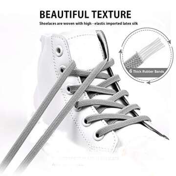 anan520 Tieless Elastic Shoe Laces, No Tie Shoelaces for Kids/Adults White