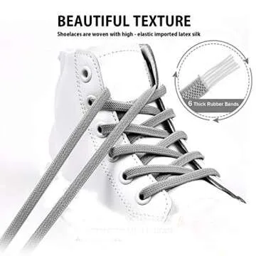 anan520 Tieless Elastic Shoe Laces, No Tie Shoelaces for Kids/Adults White