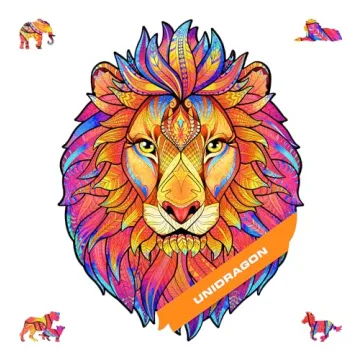 UNIDRAGON Wooden Puzzles for Adults Unique Jigsaw Puzzles - Mysterious Lion Big 12.2" х15.7 327 PCS...