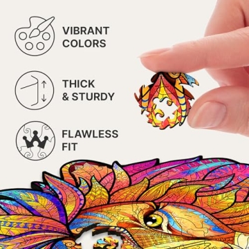 UNIDRAGON Unique Mysterious Lion Wooden Puzzle for Adults