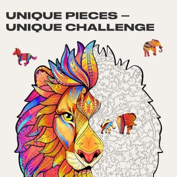 UNIDRAGON Unique Mysterious Lion Wooden Puzzle for Adults