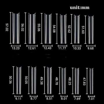 3XL No C Curve Square Nail Tips,EJIUJIUO 504 Pcs 2.2" Clear XXXL Extra Long Half Cover Nail Tips for Acrylic Nails Professional,3XL Non C Curve Nail Tips Flat French Tapered Square Nail Tips(12 Sizes)