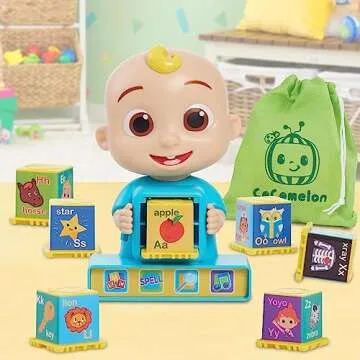 Just Play CoComelon JJ Phonics Fun Interactive Learning and Education Toy, 4 Modes of Play, Animal Dance Song, Spelling, 9-Pieces, Kids Toys for Ages 18 Month