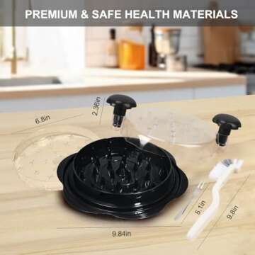 GU BEI TE Chicken Shredder,Large Chicken Shredder Tool Twist with Brush and Fork, BPA Free,Ergonomic Handle,Non-Slip Base Pad and Handle,The Meat Shredder Machine for Chicken, Pork, Beef(BLACK)