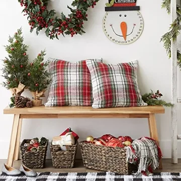 DII Eco-Friendly Christmas Plaid Pillow Covers Set of 2