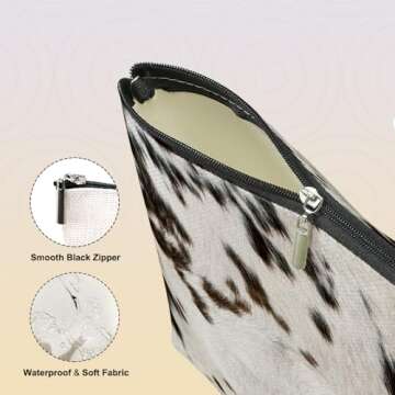 Retro Cow Print Stuff Makeup Bag Western Gifts Cow Gifts for Cow Lovers Western Supplies Accessories...