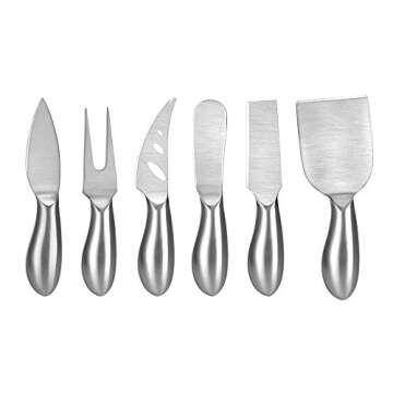 M MH ZONE Premium 6-Piece Cheese Knife Set Complete Stainless Steel Cheese Knives Gift Knives Sets C...