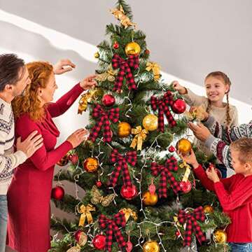 WILLBOND 20 Pieces Christmas Plaid Bows Buffalo Check Bows Holiday Decorative Bows for Xmas Tree Home Decor, 5 x 7 Inch (Red Black)