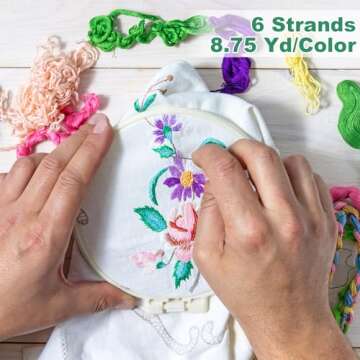 Daofary 200 Skeins Embroidery Floss, 200 Cross Friendship Bracelet String Stitch Thread Rainbow Color Friendship Bracelets Floss with Needles, Threader and Floss Bobbins