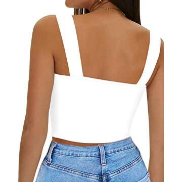 CLOZOZ Women Square Neck Ruffle Crop Tank Top - Stylish Comfort