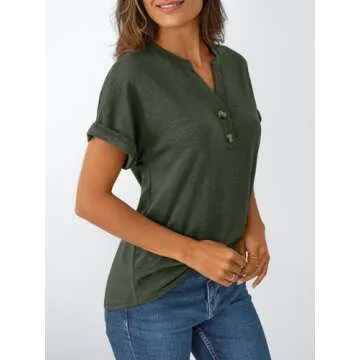 AUTOMET Women's Short Sleeve Henley Shirts - Soft & Stylish Tops