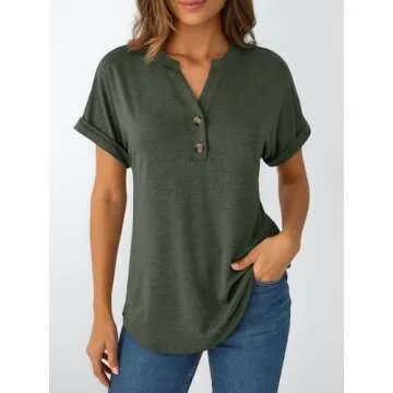 AUTOMET Women's Short Sleeve Henley Shirts - Soft & Stylish Tops