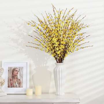 Dolicer Artificial Flowers Artificial Jasmine Flowers Fake Flower for Wedding DIY Floral Art Plant Home Office Party Yard Decoration (Yellow, 10 Pcs)