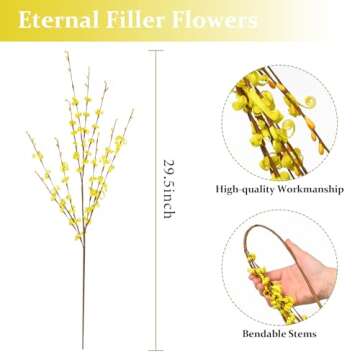 Dolicer Artificial Flowers Artificial Jasmine Flowers Fake Flower for Wedding DIY Floral Art Plant Home Office Party Yard Decoration (Yellow, 10 Pcs)