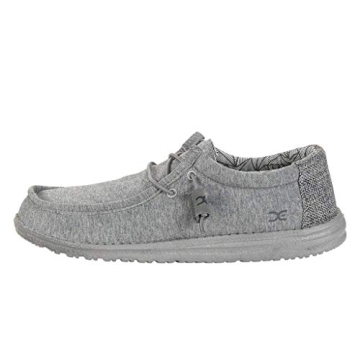 Hey Dude Men's Wally Stretch Fleece Grey Size 10 | Men’s Shoes | Men's Lace Up Loafers | Comfortab...
