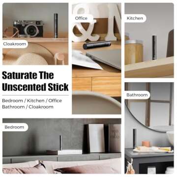 QECQEC 2pcs car Perfume Diffuser with 12 odorless Refill Sticks, Essential Oil car diffuserSuitablefor:car,Bathroom,OfficeScenario,Cloakroom,Bedrooms,Birthday(Black1)