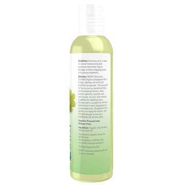 NOW Solutions, Organic Grapeseed Oil, Skin Care for Sensitive Skin, Light Silky Moisturizer for All Skin Types, 8-Ounce