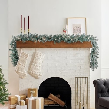 National Tree Company Pre-Lit 'Feel Real' Artificial Christmas Garland, Green, Arctic Spruce, White Lights, Decorated With Pine Cones, Plug In, Christmas Collection, 9 Feet