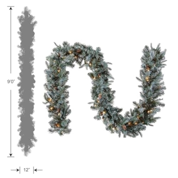 National Tree Company Pre-Lit 'Feel Real' Artificial Christmas Garland, Green, Arctic Spruce, White Lights, Decorated With Pine Cones, Plug In, Christmas Collection, 9 Feet