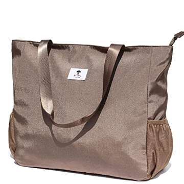ESVAN LARGE BEACH BAG Water Resistant Lightweight 20 inch Women Oversize Tote Bag for Gym Beach Travel Pool Yoga Nurse (GOLDEN Khaki)