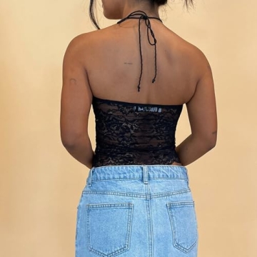 Stylish Strapless Lace Frill Tube Top for Women