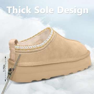 INPAKSA Women's Slippers Platform Mini Boots Short Ankle Boot Fur Fleece Lined Sneakers House slippers Anti-Slip Boot For Outdoor