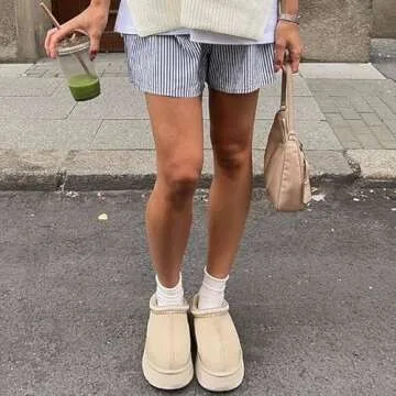 INPAKSA Women's Slippers Platform Mini Boots Short Ankle Boot Fur Fleece Lined Sneakers House slippers Anti-Slip Boot For Outdoor