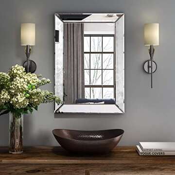 COGOOD Large Rectangular Wall Mirror 28"x39" - Angled Beveled Mirror Frame for Vanity, Hallway, Bathroom, Living Room Hangs Horizontal or Vertical