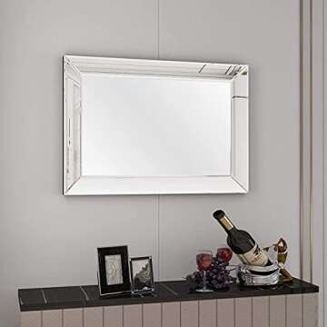 COGOOD Large Rectangular Wall Mirror 28"x39" - Angled Beveled Mirror Frame for Vanity, Hallway, Bathroom, Living Room Hangs Horizontal or Vertical