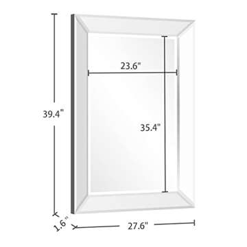 COGOOD Large Rectangular Wall Mirror 28"x39" - Angled Beveled Mirror Frame for Vanity, Hallway, Bathroom, Living Room Hangs Horizontal or Vertical
