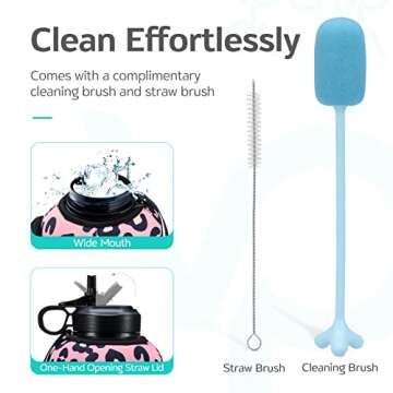 Venture Pal Large 64 oz/Half Gallon Motivational Water Bottle with Storage Sleeve - BPA Free Water Jug with Handle and Adjustable Strap - Comes with a Complimentary Cleaning Brush and Straw Brush