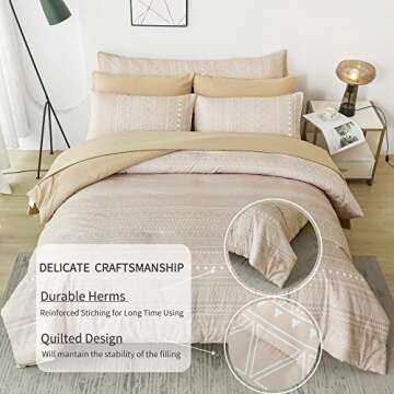 RYNGHIPY 8Pcs Striped Boho Comforter Set Geometric Bohemian Bed in a Bag for Men Boys All Season Down Alternative Bedding Set