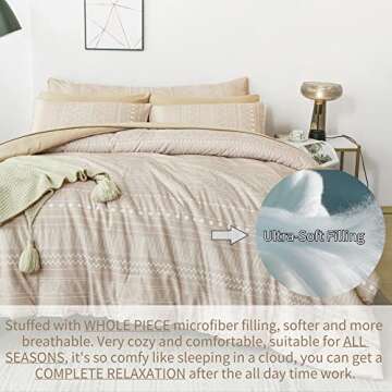 RYNGHIPY 8Pcs Striped Boho Comforter Set Geometric Bohemian Bed in a Bag for Men Boys All Season Down Alternative Bedding Set