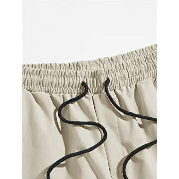 Romwe Men's Graphic Drawstring Elastic Waist Workout Shorts Athletic Shorts Apricot S