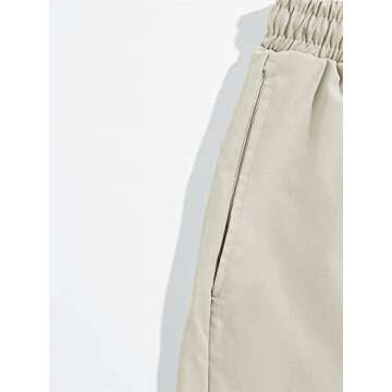 Romwe Men's Graphic Drawstring Elastic Waist Workout Shorts Athletic Shorts Apricot S