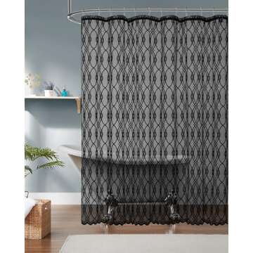 WARM HOME DESIGNS Modern Shower Curtain 72 Inches Long. Black Shower Curtain Fabric Features Morocca...