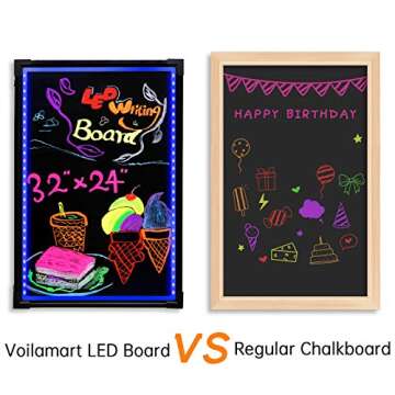 Voilamart LED Message Writing Board, 32" x 24" Flashing Illuminated Erasable LED Message Chalkboard Neon Effect Menu Sign Board with Remote Control, 8 Colors Chalk Markers