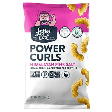 LesserEvil Himalayan Pink Salt Grain Free Power Curls, No Artificial Ingredients, Egg White, 4 Ounce (Pack of 6)