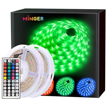MINGER 32.8ft RGB LED Strip Lights for Home Decor