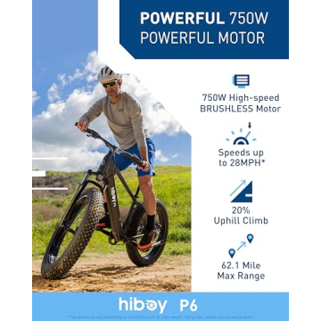 Hiboy P6 Electric Bike 28MPH 62.1Miles 750W Motor Removable Battery