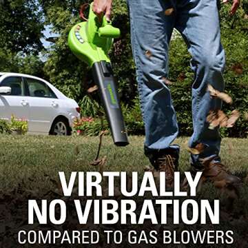 Greenworks 7 Amp 160 MPH/150 CFM Single Speed Electric Blower, 24012, green