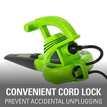 Greenworks 7 Amp 160 MPH/150 CFM Single Speed Electric Blower, 24012, green