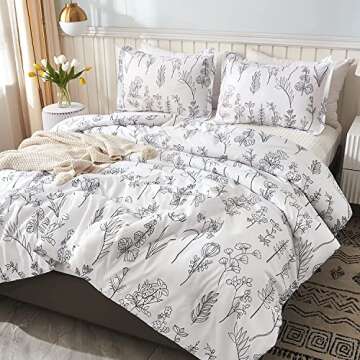 Litanika White Comforter Set: 3-Piece Floral Bedding