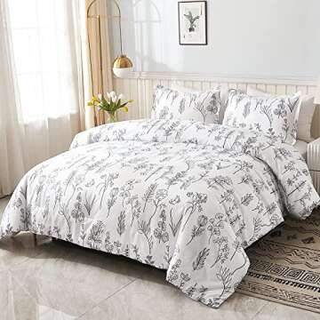 Litanika White Comforter Set: 3-Piece Floral Bedding