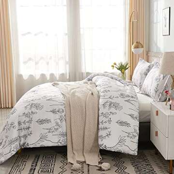 Litanika White Comforter Set: 3-Piece Floral Bedding